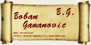 Boban Gamanović vizit kartica